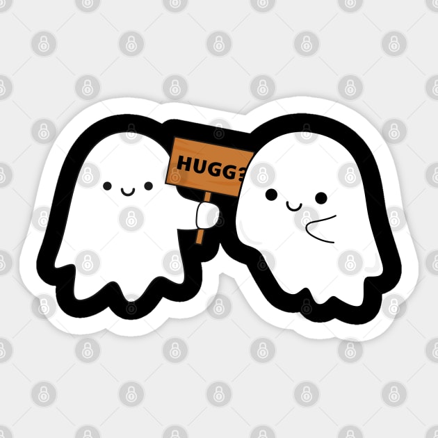 Two Ghosts Giving a Hug Sticker by donebybabst